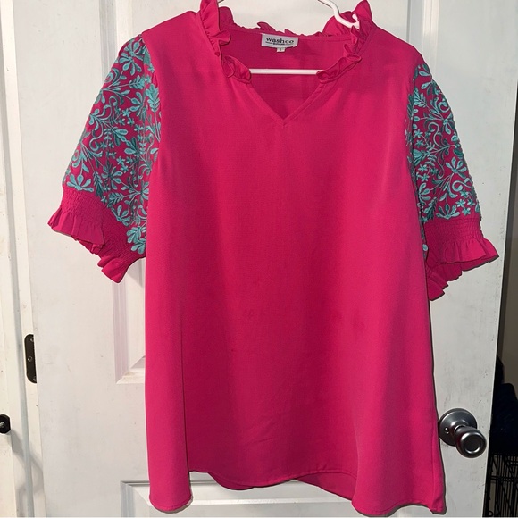WashCo Tops - WashCo Pink & Blue Women's Top